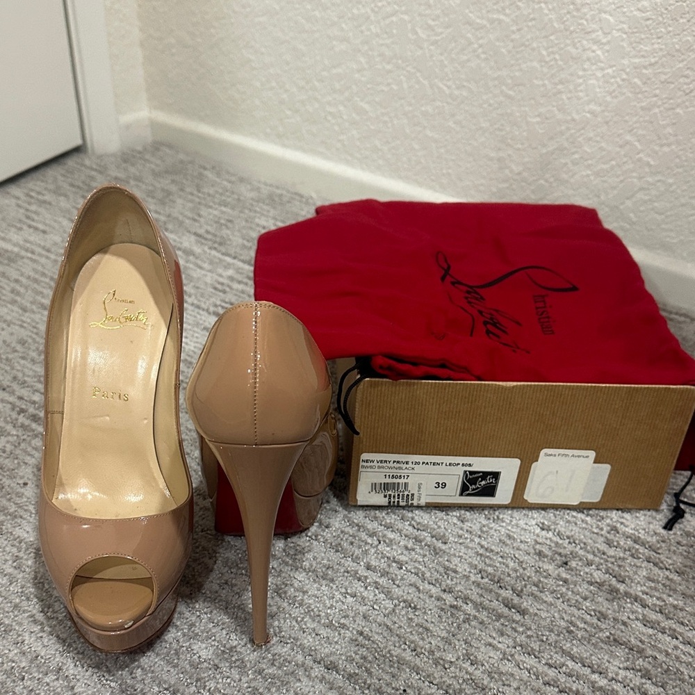 Christian Louboutin Beige Peep Toe Heels